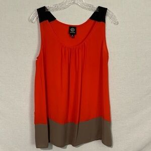 Bobeau | Size Medium | Orange/Grey/Black Colorblock | Sleeveless Blouse Top